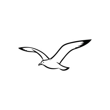 Zarif kuş uçuş silueti. Karanlık bir arka planda süzülen bir kuşun çarpıcı minimalist tasarımı. Özgürlük, hızlı hareket ve katı kontrast kavramlarını çağrıştırıyor..