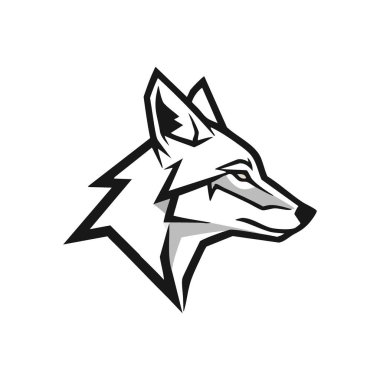 Vahşi Kurt Hayvan Başı Amblemi. Profildeki vahşi bir yaratığın çarpıcı grafiği yoğun bakışlarını ve kalın çizgilerini sergiliyor. Bu yırtıcı memeli gücü, içgüdüyü ve kararlılığı simgeler..