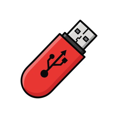 Flash Disk Simgesi İllüstrasyonu. Bu canlı grafik taşınabilir bir depolama çözeltisini betimliyor. Hızlı veri transferini, modern teknolojiyi ve dijital erişilebilirliği sembolize eder. Hesaplama için gerekli.