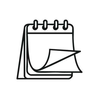 Ajanda İzleyici Sayfa Çevirme Hattı. Yaprakların soyulduğu günlük programın canlı bir görsel temsili. Bu tek renkli amblem ilerlemeyi, gelecekteki düzenlemeleri ve yeni aşamaları simgeler..