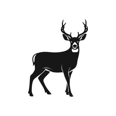 Görkemli Beyaz Geyik Silueti. Çarpıcı bir monokrom servine imgesi. Güçlü formu doğal gücü, çevikliği ve vahşi doğanın huzurlu ruhunu çağrıştırıyor. Etkili tasarımlar için ideal.