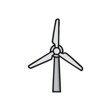 Rüzgar Türbini Enerji Simgesi. Çevre dostu güç çözümlerini ve sürdürülebilir geleceği temsil eden canlı bir rüzgar jeneratörü grafiği..