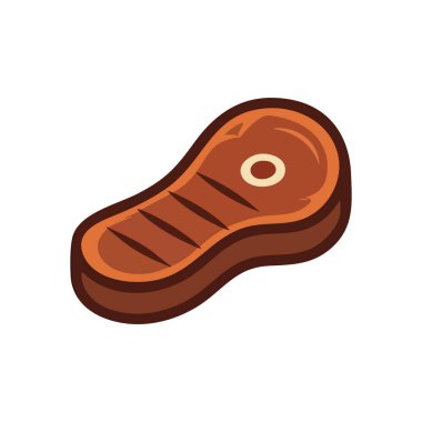 Izgara biftek ikonu. Mükemmel hazırlanmış sığır etinin canlı bir grafiği, mutfak projeleri ya da restoran menüleri için ideal. Lezzetli yemekleri ve doyurucu yemekleri temsil eder..