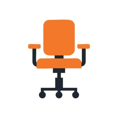 Modern Ergonomik Ofis Başkanı. Rahat bir bilgisayar masası koltuğunun stilize edilmiş çizimi. Üretkenlik, iş ve çağdaş çalışma alanı rahatlığı temaları için ideal.