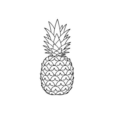 Ananas meyveli siluet stili. Bu şık tropikal meyve grafiği misafirperverliği ve dostluğu simgeliyor. Taze, egzotik ve misafirperver bir hava arayan tasarımlar için ideal..
