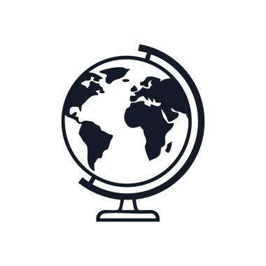 Minimalist Dünya Küre Simgesi. Göksel bedenimizin temiz grafik tasviri, eğitimi, keşfi ve uluslararası bağlantıyı temsil ediyor. Çeşitli projeler için ideal.