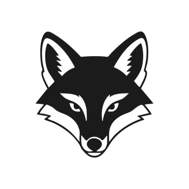 Kurnaz Tilki Kafa İllüstrasyonu. Vulpin hayvanının yüzünü tasvir eden kalın monokrom sanat eserleri. Zeka, bilgelik ve vahşi ruhun evcilleştirilmemiş ruhunu çağrıştırıyor..