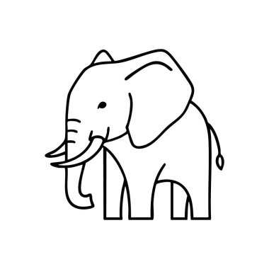 Minimalist Fil Taslak Simgesi. Bu görkemli yaratığın zarif bir grafik tasviri, koyu bir arkaplanda beyaz bir çizgi var. Bilgeliği, gücü ve huzuru çağrıştırır..