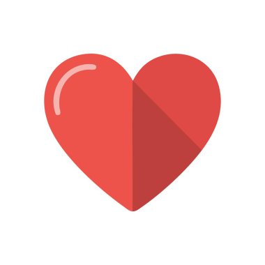 Modern Kızıl Kalp Grafiği. Sevgi ve tutkunun minimalist sembolü. Bu düz tasarım çeşitli kavramlar için refah, romantizm ve dijital bağlantıyı somutlaştırır..