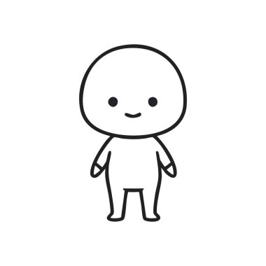 Basit Mutlu Çizgi Film Karakteri. Lezzetli bir beyaz avatar neşeli ve masum bir duygu yayar. Minimalist tasarımı evrensel dostluğu ve saflığı temsil eder..