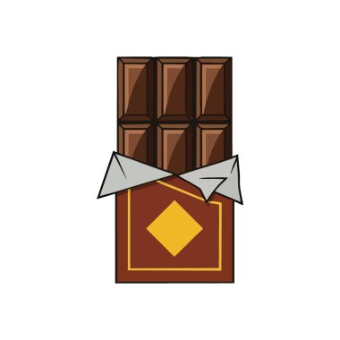 Tatlı Çikolatalı Çikolata İkonu. Lezzetli kahverengi bir şekerleme, kısmen açık, segmentli tasarımını ortaya çıkarıyor. Bu lezzetli tatlı, baştan çıkarıcı bir arzu ve neşe dolu bir hoşgörüyü temsil ediyor..