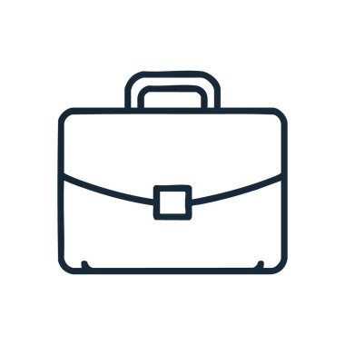 Profesyonel Evrak Çantası Simgesi Taslağı. Gösterişli, modern grafik yönetici çantası tasvir ediyor. Bu tasarım, iş, ticaret ve resmi belgeleri somutlaştırır..