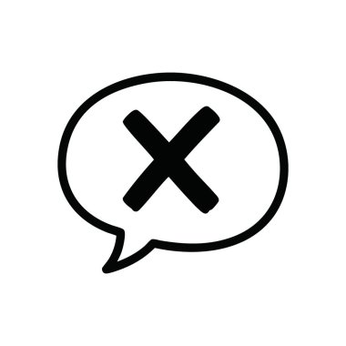 Reddedilmiş Mesaj Simgesi. Reddedilmiş bir iletişimi gösteren cesur bir grafik. Bu sembol bir hatayı, sonlandırmayı ya da yok sayılan konuşma akışını simgeler.