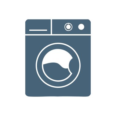 Çamaşır Makinesi Simgesi Tasarımı. Modern bir çamaşır yıkayıcısını gösteren gösterişli bir grafik. Bu basit sembol temizlik, evcillik ve verimli ev bakımını temsil eder..