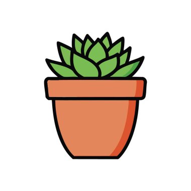 Saksı Sulu Ev Bitkisi Grafiği. Sıcak, topraksı bir kapta canlı, yeşil bir botanik tasviri. Doğal güzelliği, huzuru ve konforu sembolize eder..