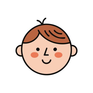 Mutlu Çizgi Filmci Çocuk Resimleri. Çekici, minimalist, neşeli bir gencin tasviri. Bu hoş grafik masumiyet, neşe ve gençlik ruhunu aktarıyor, dost tasarımlar için idealdir..