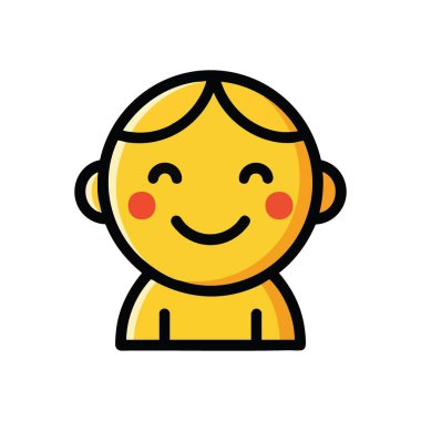 Neşeli Bebek Karakteri Çizimi. Saf zevk saçan küçük tatlı dijital avatar. Masumiyet ve mutluluk temaları için mükemmel, mutlu bir bebek tasviri..