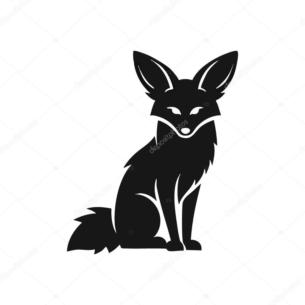 Sleek Black Fox Abstract Design. A captivating stylized silhouette of a cunning fox, embodying wisdom and agility. Its stark monochrome depiction against darkness creates a mysterious aura.