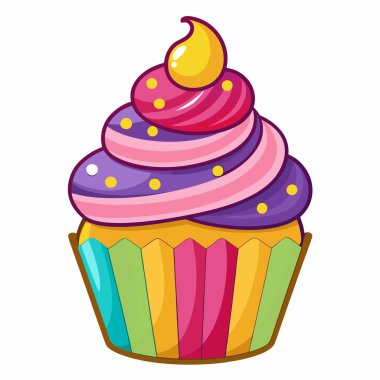 Colorful Cupcake with Swirled Frosting clipart