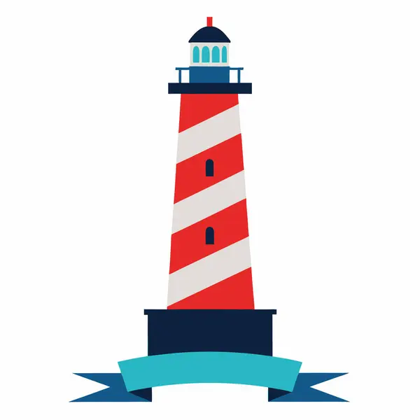 stock vector St. Augustine Lighthouse with Blue Banner Illustration