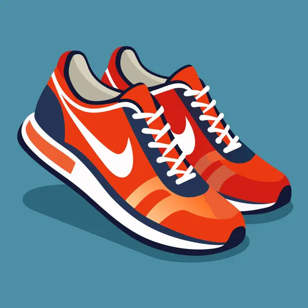 Stock vector Red Running Shoes Illustration on Orange Background