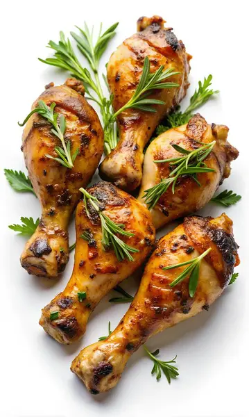 stock image Grilled Chicken Drumsticks with Herbs - Delicious Roasted Chicken Legs, BBQ Style