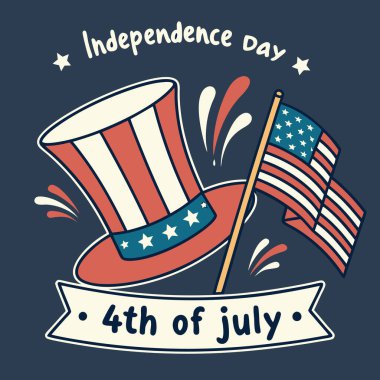 4th of july independence day illustration  patriotic hat and american flag design clipart