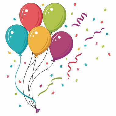 Festive Balloons and Confetti for a Celebration clipart