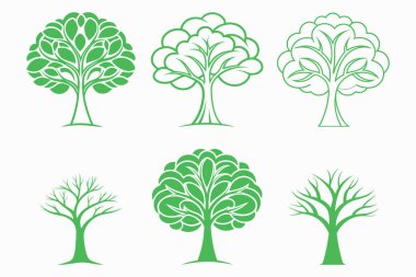 Vector Illustration of Diverse Green Trees for Design Projects clipart