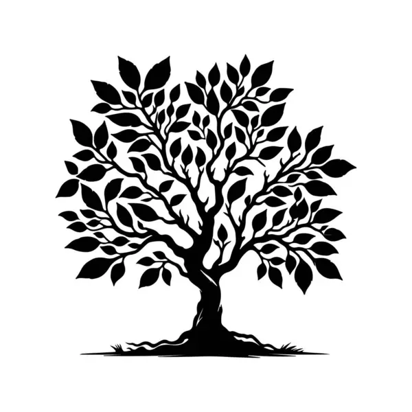 Beyaz arka plan üzerinde izole siluet siyah ağaç. 