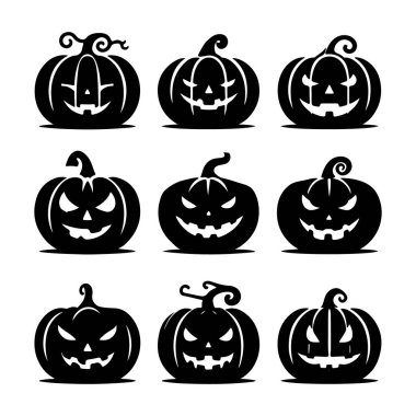 Cadılar Bayramı Dehşeti Balkabağı Siluet Vektörü Tanımlama 