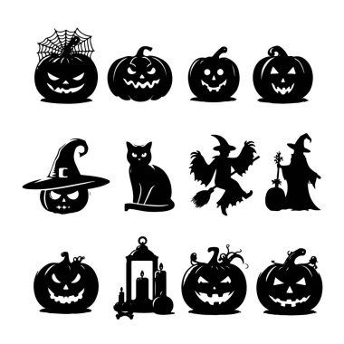 Cadılar Bayramı Dehşeti Balkabağı Siluet Vektörü Tanımlama 