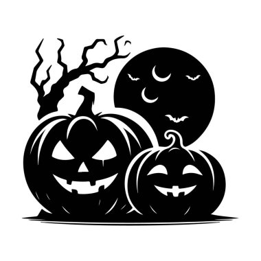 Cadılar Bayramı Dehşeti Balkabağı Siluet Vektörü Tanımlama 