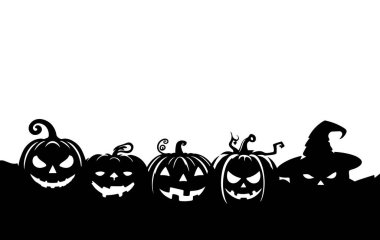 Cadılar Bayramı Dehşeti Balkabağı Siluet Vektörü Tanımlama 