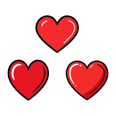Kalp Şekli Simgesi, Romantik Kalp Vektör Sanatı, Beyaz Arkaplanda Aşk Simgesi Resimleri.