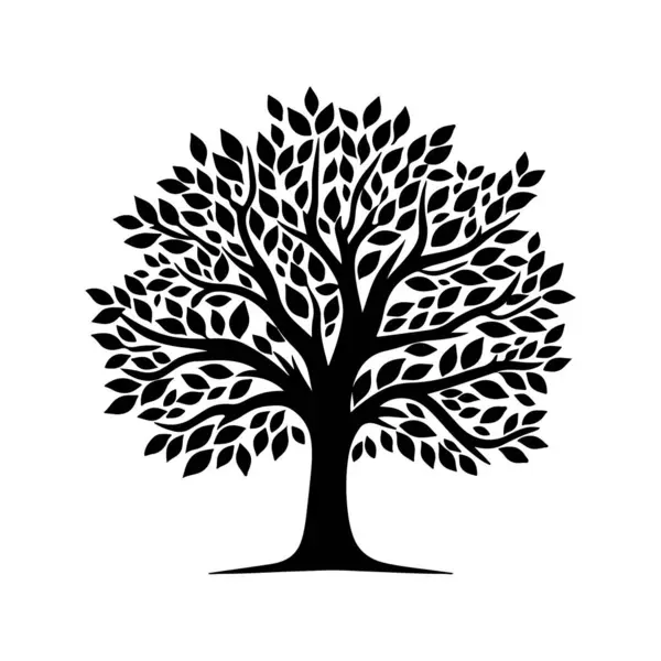 Beyaz arka plan üzerinde izole siluet siyah ağaç. 