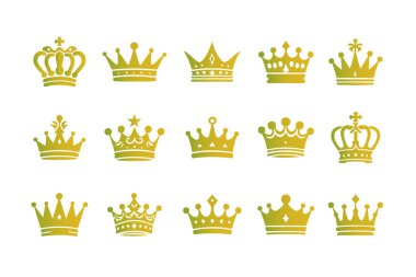 Royal King and Queen Crown Icon Set Vector illustration on White Background. clipart