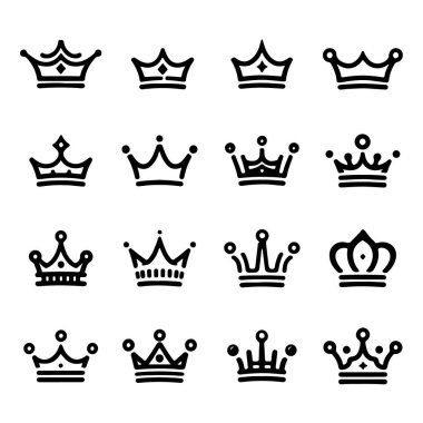 Kraliyet Kralı ve Kraliçesi Taht Silueti Simgesi Beyaz Arkaplan 'da Vektör Tanımlama Ayarları.