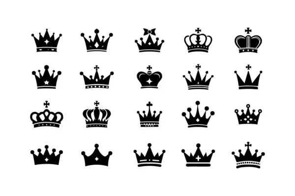 Kraliyet Kralı ve Kraliçesi Taht Silueti Simgesi Beyaz Arkaplan 'da Vektör Tanımlama Ayarları.