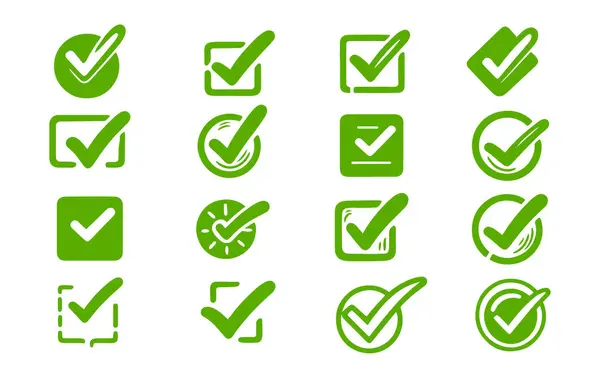 İzole edilmiş arkaplanda Yeşil Denetim İşaretli Simge Vektörü illemesi.