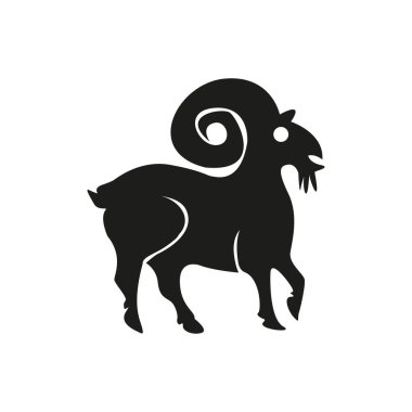 Basit Çiftlik Hayvanı Keçi Silueti Vektör illüstrasyonu Beyaz Arkaplan ile izole.