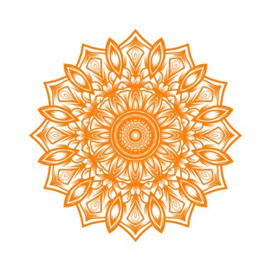 Renkli Yuvarlak Süslü Çiçek Mandala Şablonu, Beyaz İzole Arkaplan Etnik Mandala.