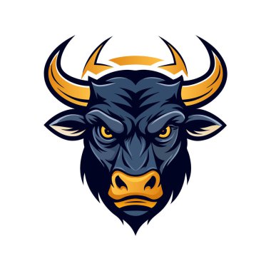 Kızgın Boğa Başı Maskot Logo Vektörü Görünümü Beyaz Arkaplanda