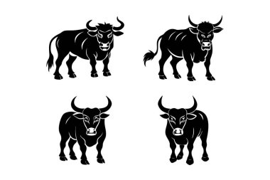 Beyaz arkaplanda Boğa Tam Vücut vektör çizimi