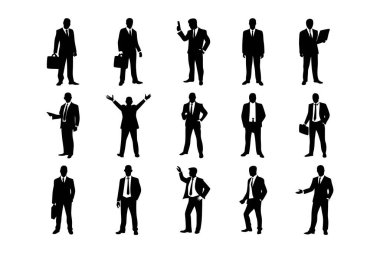 İş Adamları siluet vektör çizimi farklı vücut pozları ile