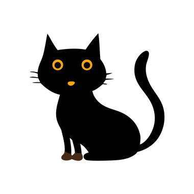 Beyaz arkaplanda siyah kedi oturan siluet vektör sanat çizimi