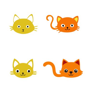 Beyaz arkaplanda renkli Kedi Başı vektör çizimi