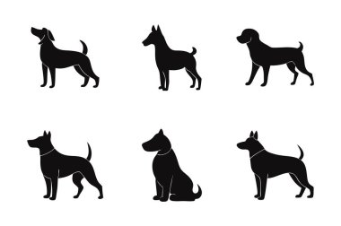 Beyaz arkaplan ile Köpek Silueti vektör çizimi