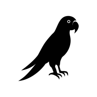 Beyaz arkaplan ile bir Papağan Kuş Siluetinin Vektör Sanatı
