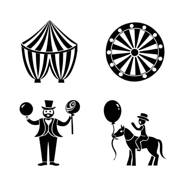 Beyaz arkaplan üzerinde sanatçılar siluet vektör illüstrasyonlu Sirk Çadırı